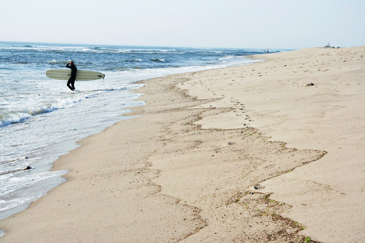 Surfer on Nauset Beach, Cape Cod National Seashore MA