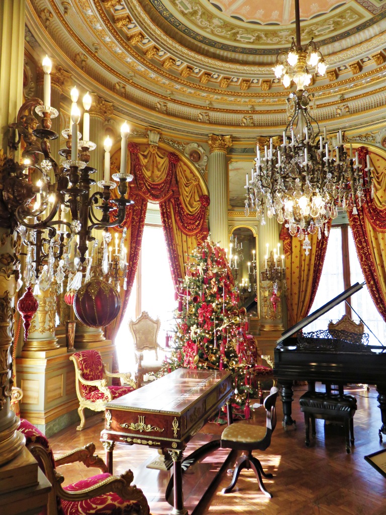The Breakers mansion in Newport RI, decorated for Christmas